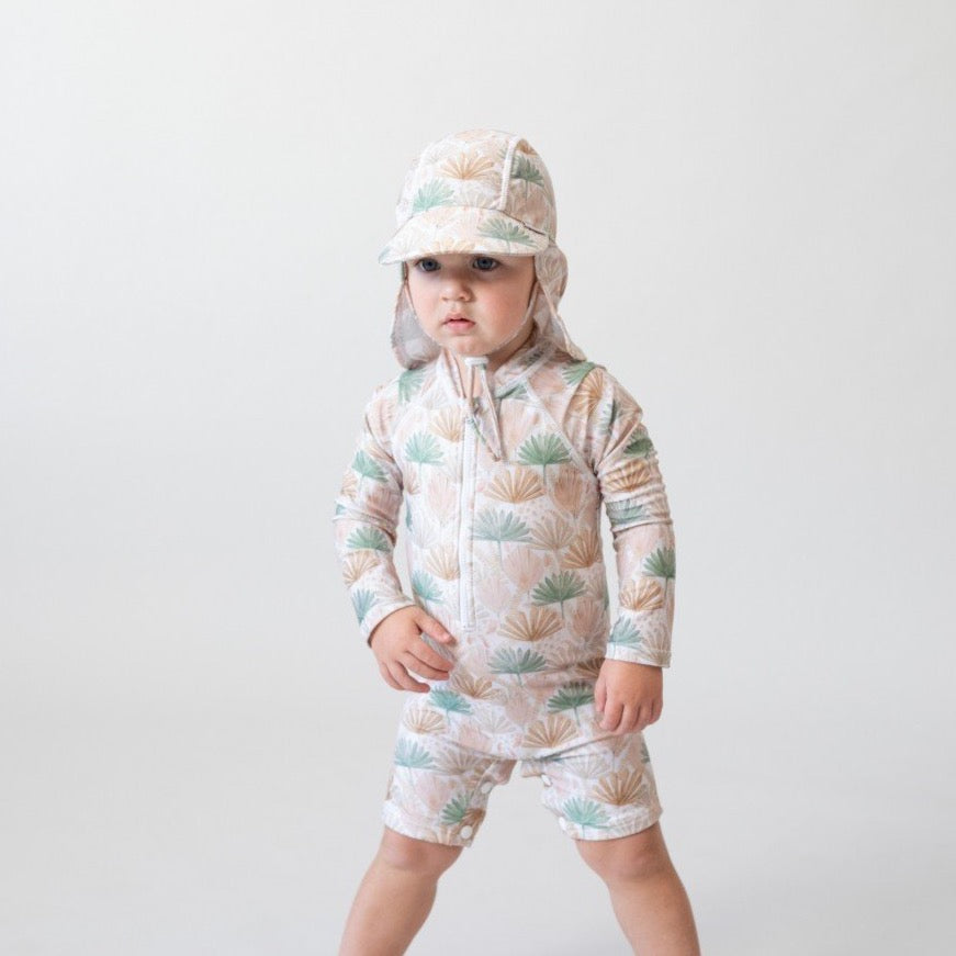 Protective Swim Onesie | Flap Hat